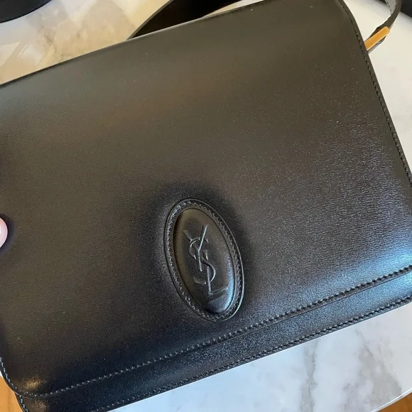 YSL SAINT LAURENT black leather crossbody purse NWT - Picture 8 of 14